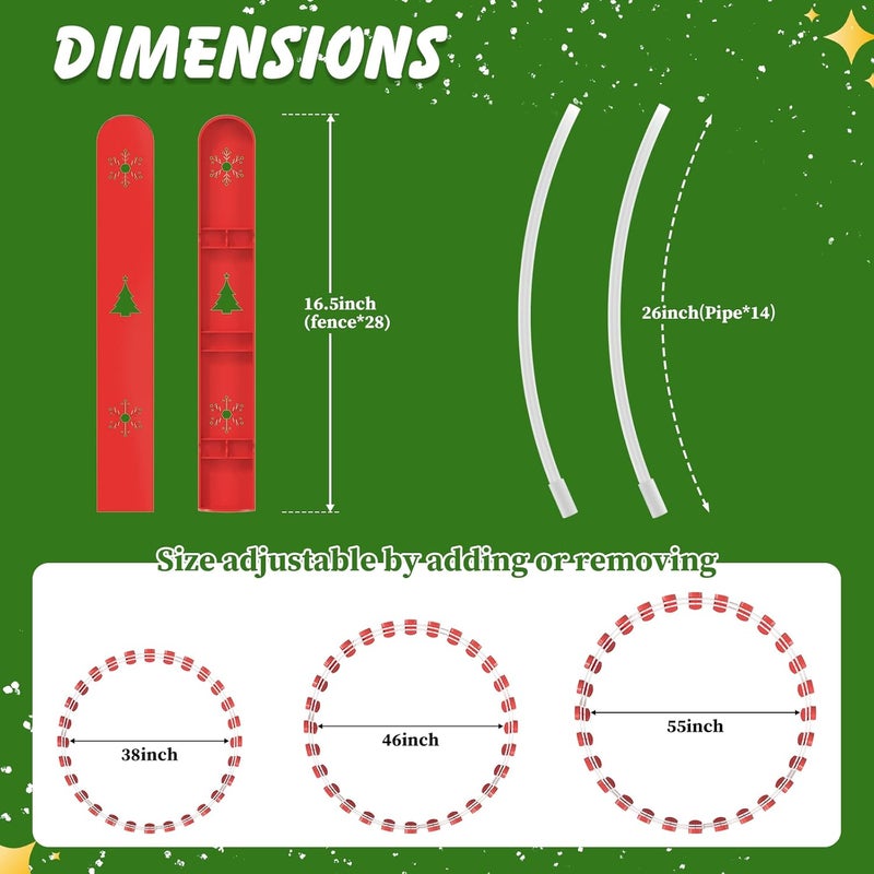 CALCHELE Christmas Tree Fences Party Decoration 28Pcs Red - Image 3